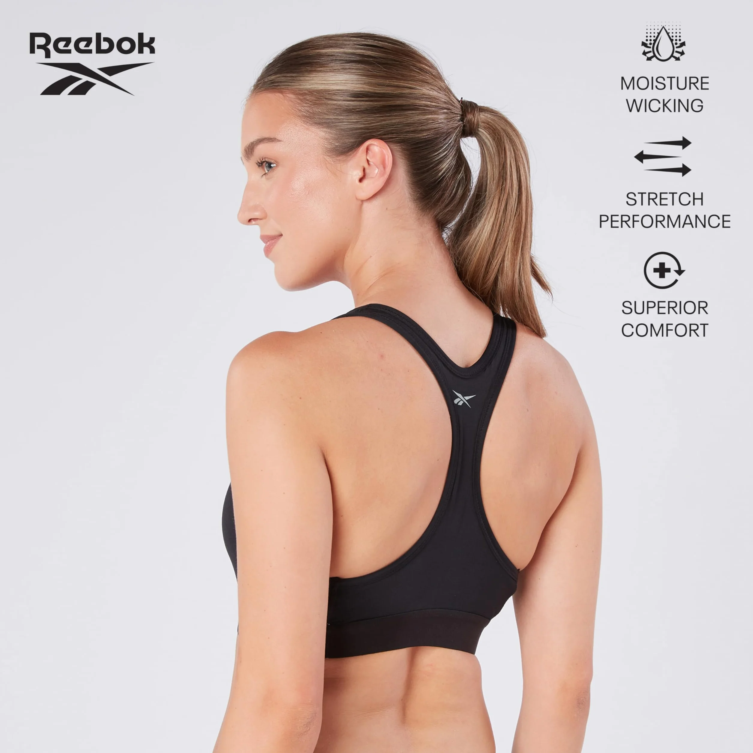 Reebok Steffi Simone top damski, Czarny, S