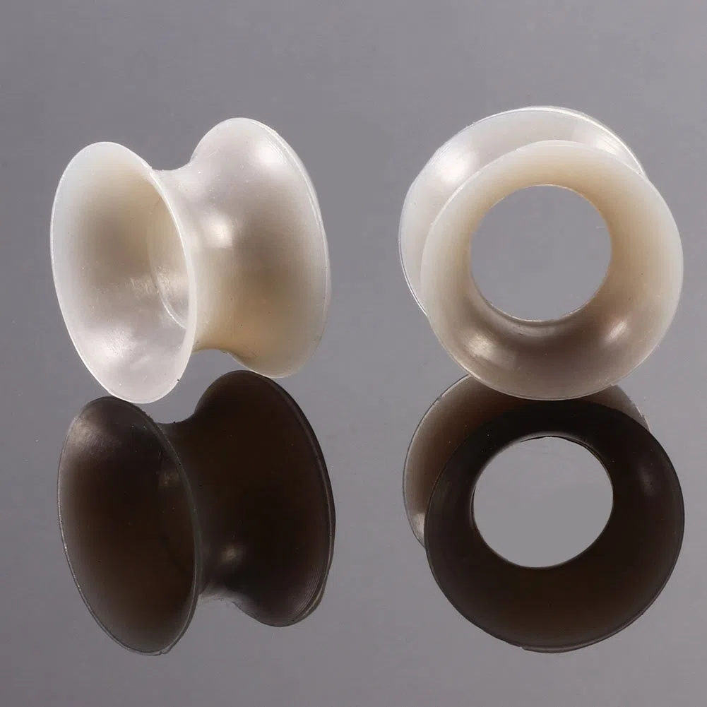 Huacan Zestaw silikonowych tuneli do uszu, 14 mm, super cienkie, czysty kolor + żyła kolorowa, 10 par, Double Flared Soft Plug z wielokolorowym marmurkowaniem, punk, uniseks, 20 sztuk