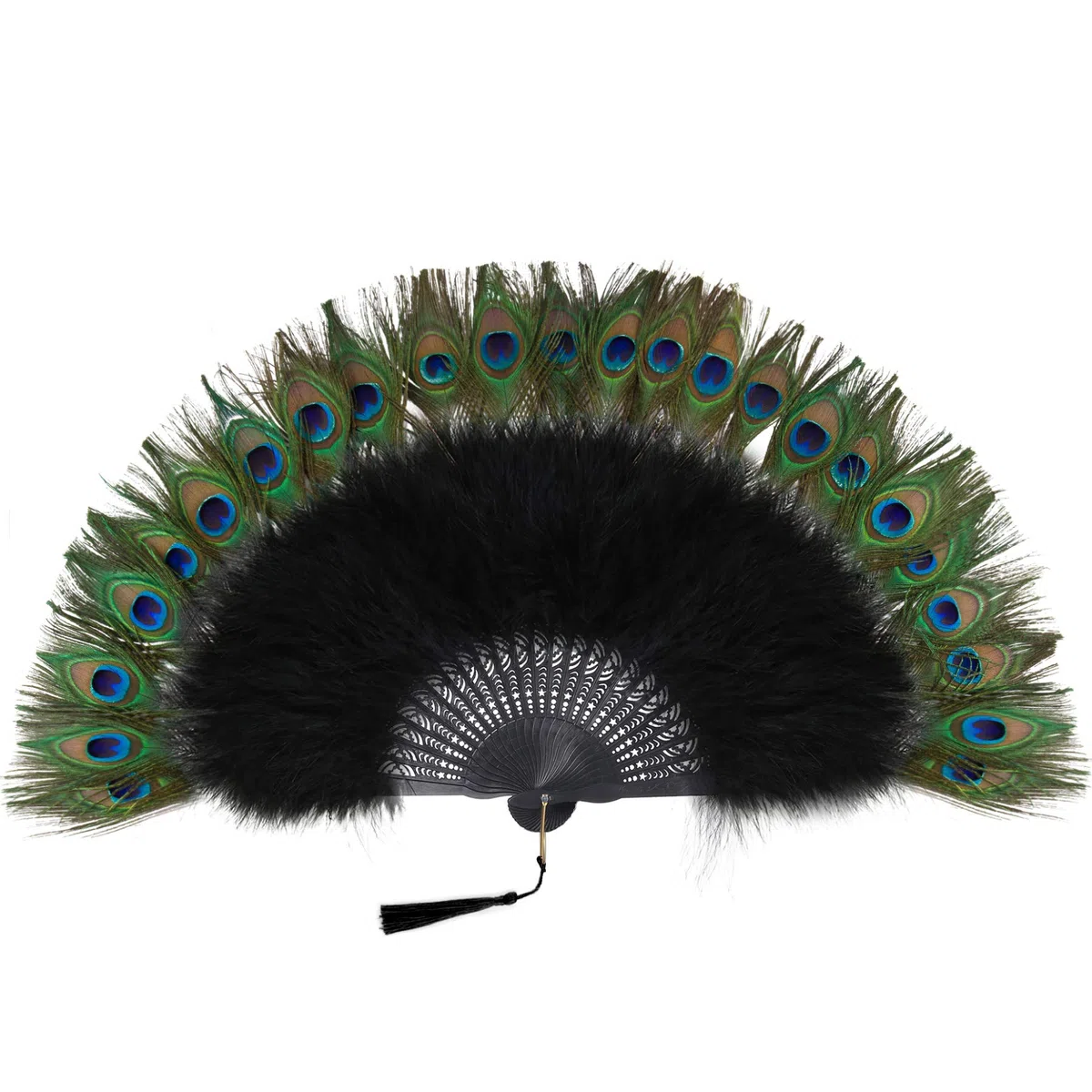 Coucoland damski wachlarz z piór Marabou, lata 20., styl vintage, retro, dla kobiet, kostium Gatsby, klapa, akcesoria, czarny