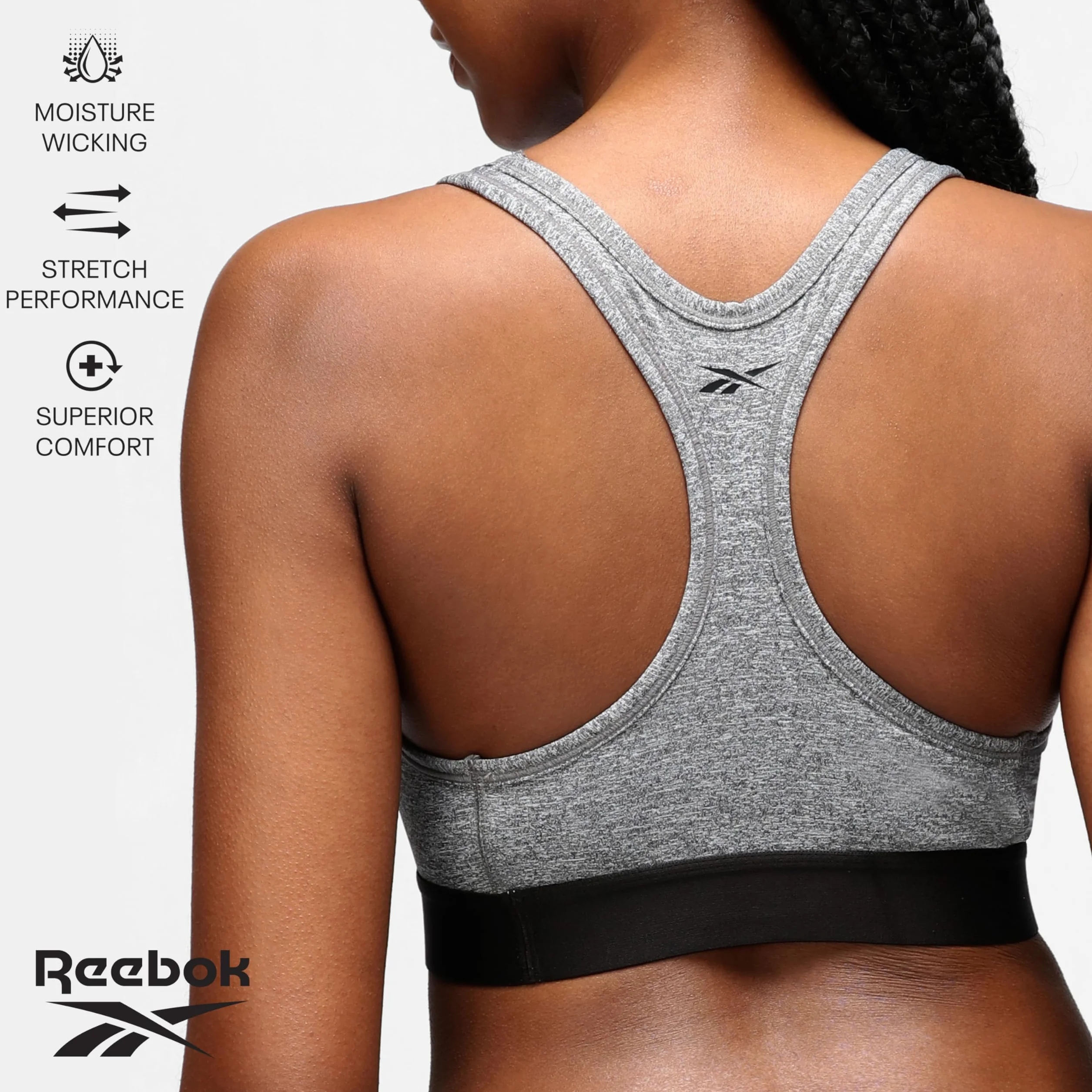 Reebok Womens Reebok Sports Crop Top SIMONE Grey Marl Koszulka Kobiety, Szary melanżowy, L EU