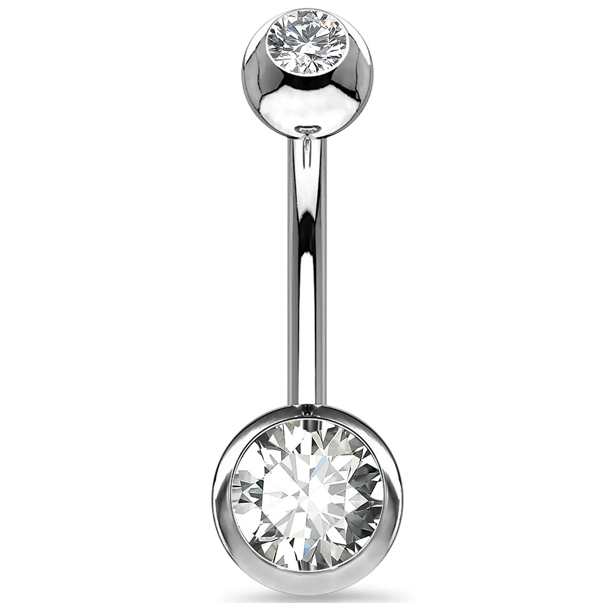 OUFER 14G Solidne Tytanowe Brzuch Bary Kulki 8 12 14 mm Krótkie Długie Pętelka Piercing Podwójne Jasne Gem 1,6 mm Pętelka Biżuteria