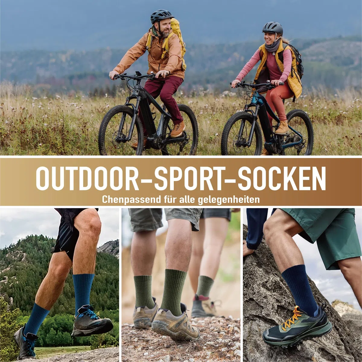 Niorasen Skarpety trekkingowe z merynosów, męskie i damskie, 3 pary skarpet trekkingowych, z wełny merynosów, sportowe, do biegania, oddychające, grube skarpety termiczne dla mężczyzn i kobiet