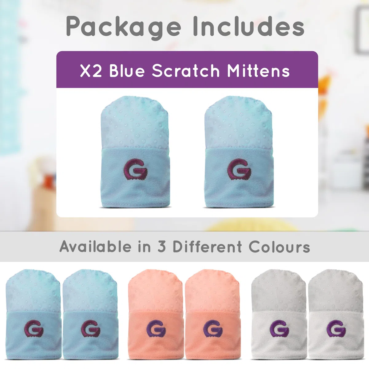 Gummee Glove Blue Stay on Anti Scratch Rękawiczki do ząbkowania 0-3 miesiące preemie i noworodki baby shower