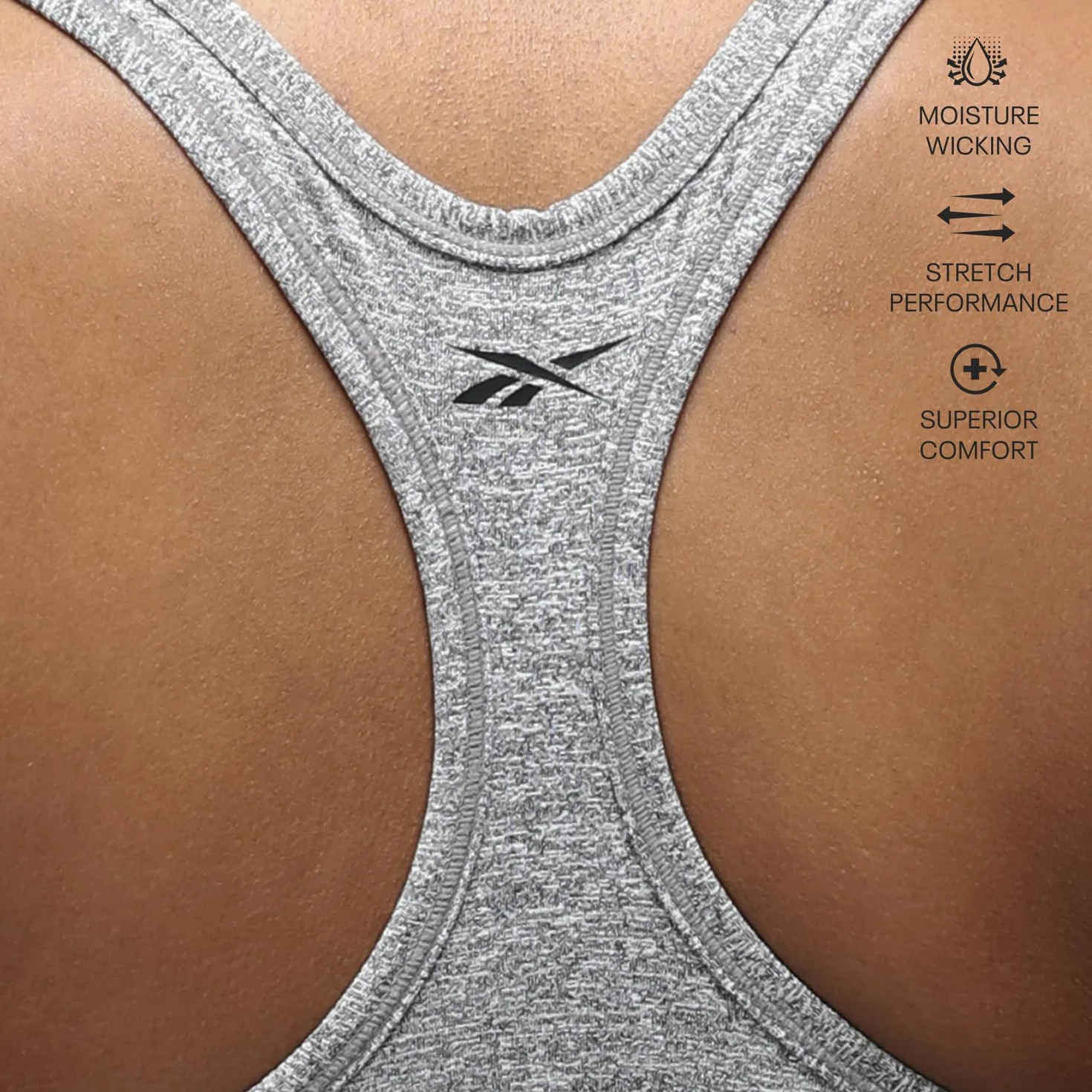 Reebok Womens Reebok Sports Crop Top SIMONE Grey Marl Koszulka Kobiety, Szary melanżowy, L EU