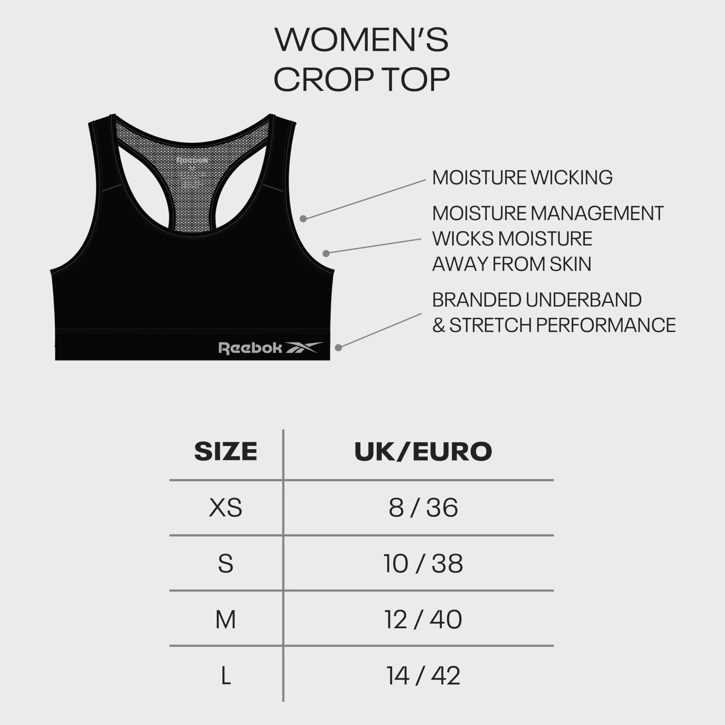 Reebok Steffi Simone top damski, Czarny, S
