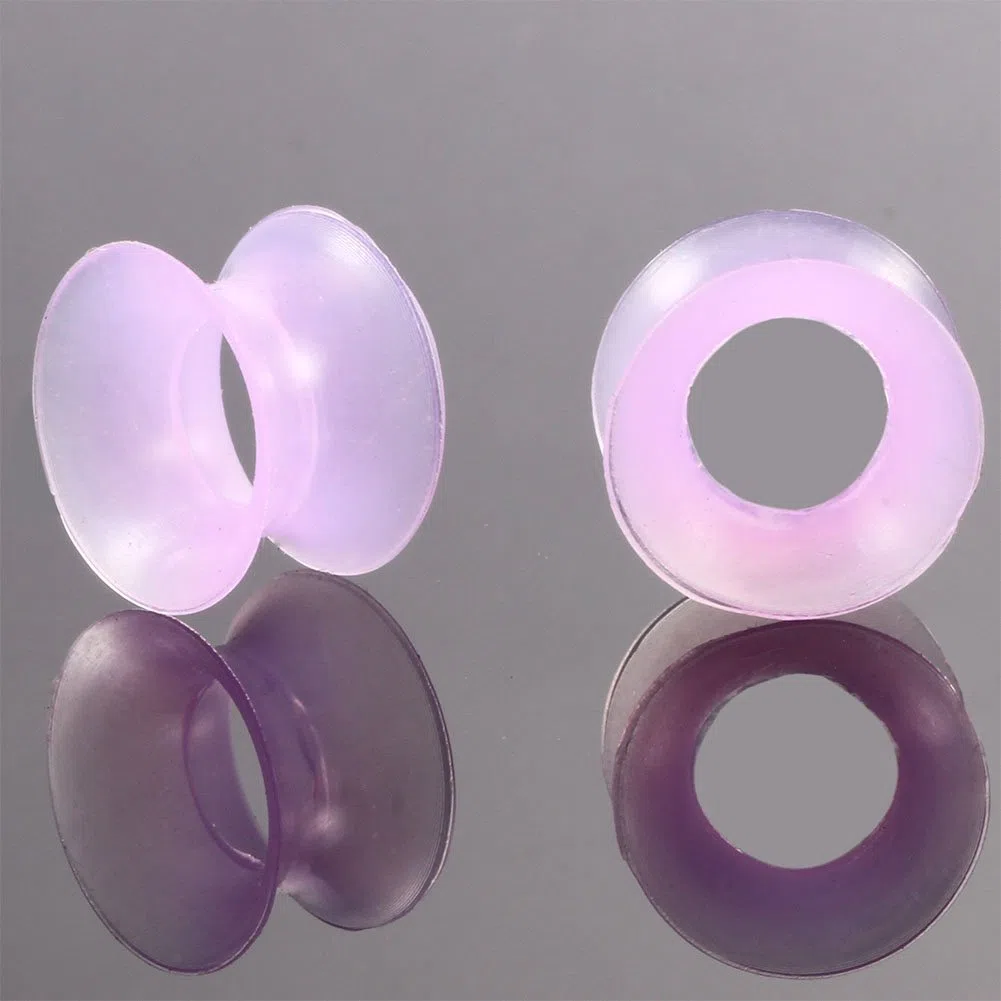 Huacan Zestaw silikonowych tuneli do uszu, 14 mm, super cienkie, czysty kolor + żyła kolorowa, 10 par, Double Flared Soft Plug z wielokolorowym marmurkowaniem, punk, uniseks, 20 sztuk