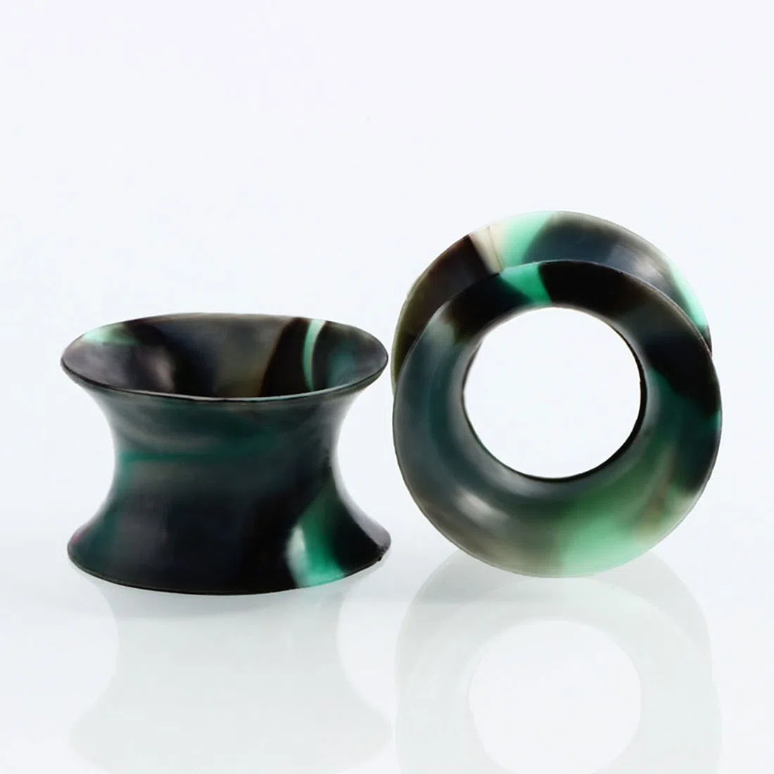 Huacan Zestaw silikonowych tuneli do uszu, 14 mm, super cienkie, czysty kolor + żyła kolorowa, 10 par, Double Flared Soft Plug z wielokolorowym marmurkowaniem, punk, uniseks, 20 sztuk