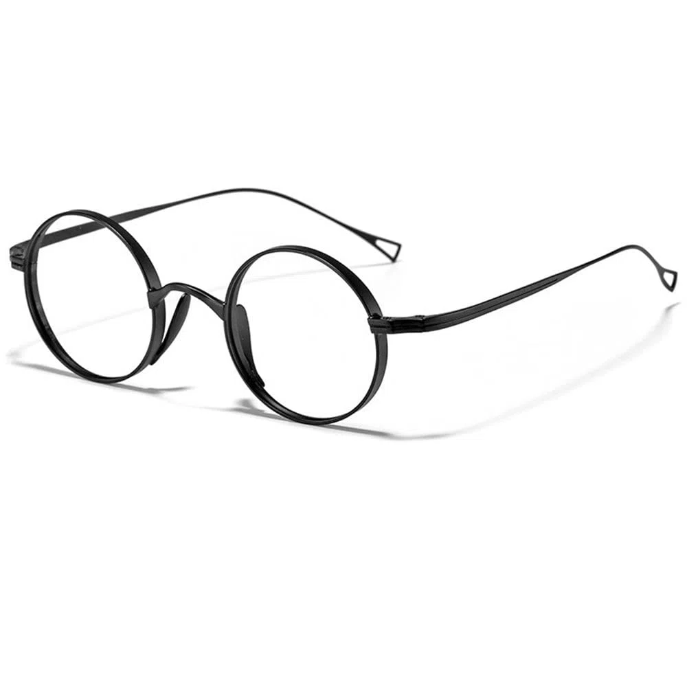 DAGIJIRD Okrągłe oprawki do okularów w stylu vintage, tytanowa oprawka, długość 132 mm, okulary retro