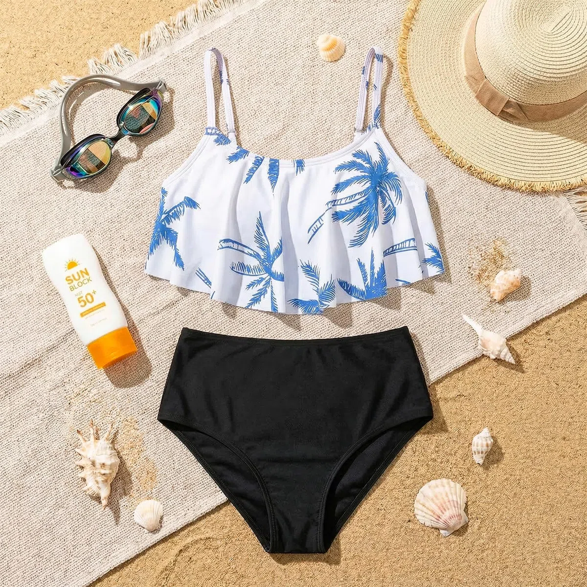 Dziewczęcy kostium kąpielowy, 2-częściowy zestaw bikini dla dzieci, strój kąpielowy plażowy dla dziewcząt w wieku 9-14 lat