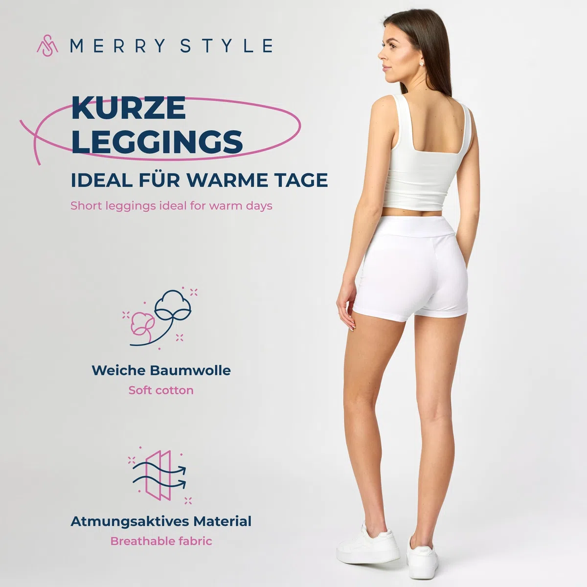 Merry Style Krótkie Legginsy Damskie z Bawełny MS10-359