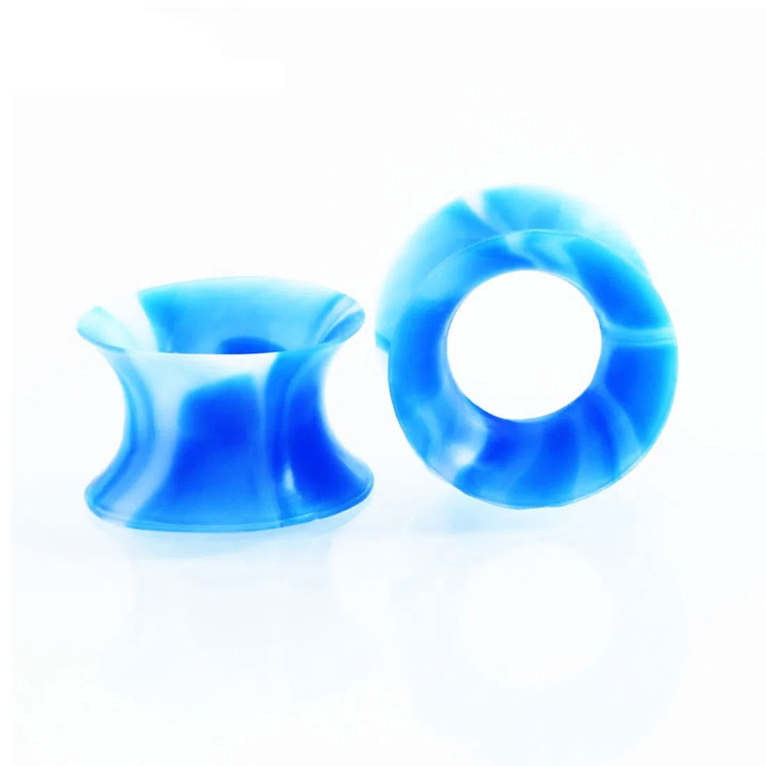 Huacan Zestaw silikonowych tuneli do uszu, 14 mm, super cienkie, czysty kolor + żyła kolorowa, 10 par, Double Flared Soft Plug z wielokolorowym marmurkowaniem, punk, uniseks, 20 sztuk