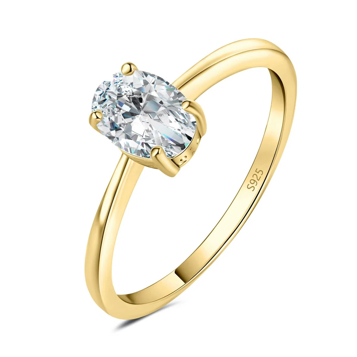 JewelryPalace Klasyczny 1ct 2ct owalny cyrkonia Solitaire Pierścionek zaręczynowy Damski pierścionek zaręczynowy Srebro 925 Obrączki Różowe złoto Złoto